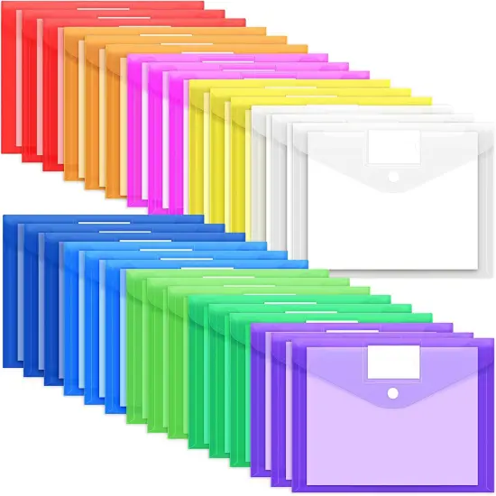 30 Pack 10 Color Plastic Envelopes {1}
