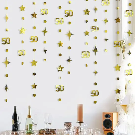Gold 50th Birthday Decorations Number 50 Circle Dot {3}