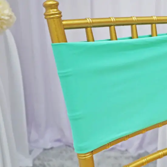 10 Pieces Bright Tiff Blue or Aqua Blue Spandex Chair Bands 7 x 13 Inches {5}