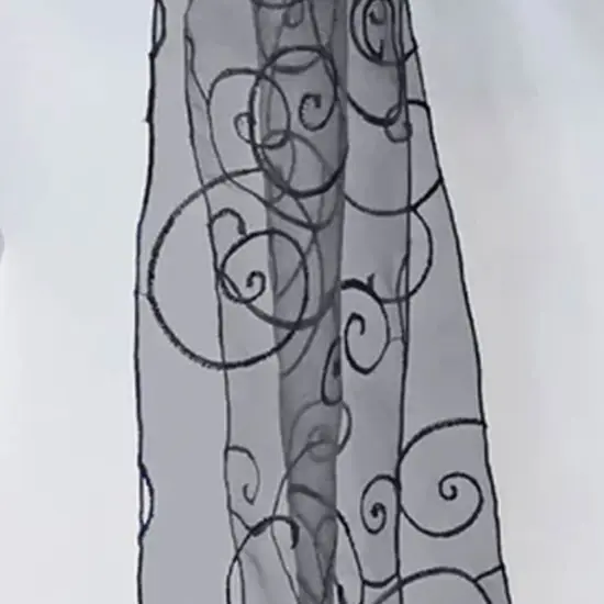 10 Pieces Pewter or Charcoal Embroidered Organza Chair Sashes 8"x108" Sophisticated Event Decor {4}