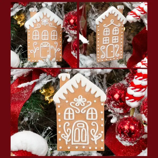 Gingerbread House Ornaments 12ct 4.5in Christmas Decor Set {3}