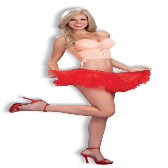 Red Mini Crinoline Tutu 10" Petticoat Costume Adult Standard {1}