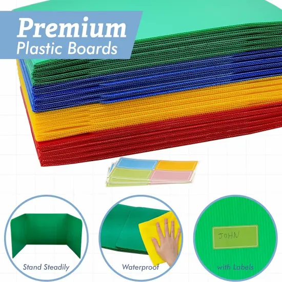 4E's Novelty Plastic Desk Dividers for Students - Pack of 20 - Bulk Colored Desk Privacy Panel - Plastic Classroom Dividers, Testing Dividers for Classrooms, Easy-to-Clean Durable, with Labels {3}
