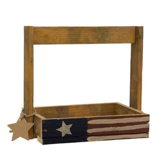 Rustic Wood Flag Tote Americana Decor with Star Tag {2}
