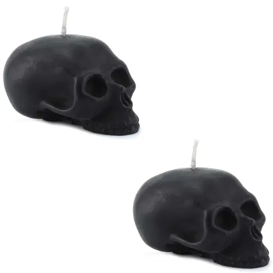 Black Large Skull Candle 4.75x3in Decorative Themed Decor {1}
