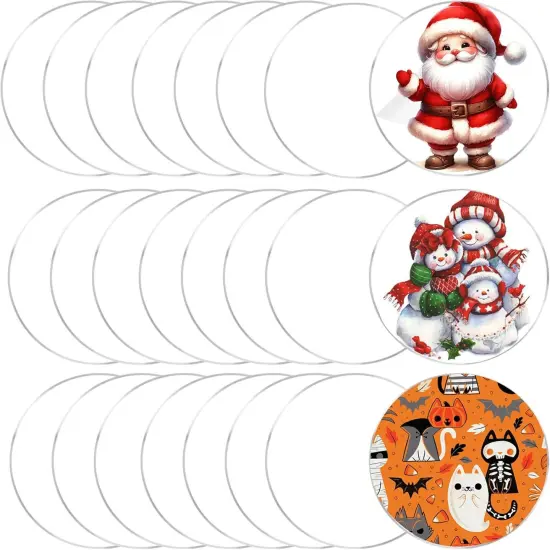 24 Pcs 3'' Clear Acrylic Circles Coasters {1}