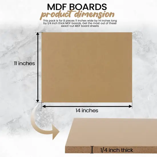 (8-Pack) CalPalmy 11&rdquo; x 14&rdquo; MDF Boards - 1/4&rdquo; Thick Boards for Carpentry, Interior Design, Hobby Crafts, and More - with Smooth, Unfinished Sides and Sanded Edges {5}