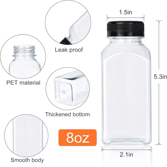 30 Pack 8oz Empty Plastic Bottles with Leak-Proof Caps {2}