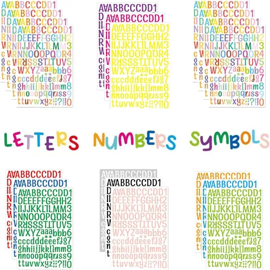 20 Sheets Vinyl Letters Stickers, 2520 Alphabet Number Stickers, 1 inch Self-Adhesive cursive stickers {1}