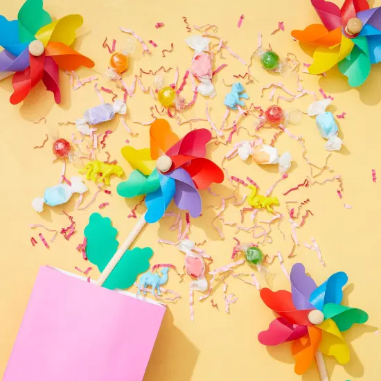 12-Pack Rainbow Flower Pinwheels for Yard and Garden - Wind Spinners and Outdoor Party Favors for Kids Ages 3-14, Pride and Birthday Decorations {3}