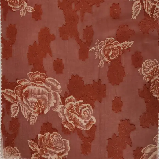 1 Yard Brown Floral Jacquard Chiffon Fabric 57/58" Wide Lightweight Sheer Polyester for Dresses & Apparel {2}