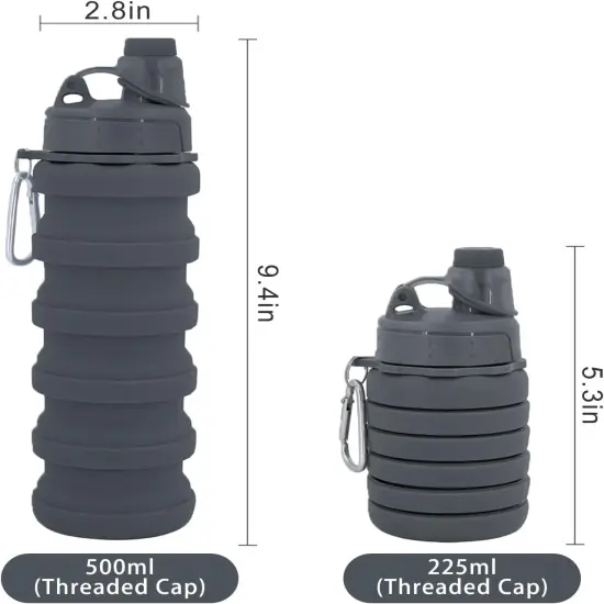 2 Pack Collapsible Water Bottle - Purple+Grey {3}
