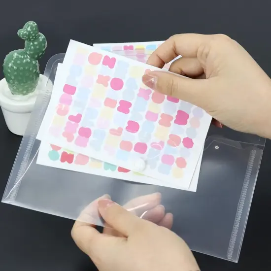 Plastic Envelopes 10 Pack Clear Document Folders，Plastic Envelopes with Snap Closure, Poly Folder File Folder for School Home Work Office Organization (4.13x7.87inch) {3}