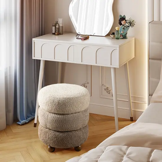 Modern Gradient Upholstered Storage Ottoman or Accent Stool with Rubberwood Ball Feet Brown {4}