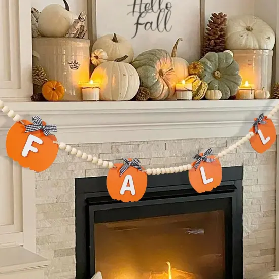 Fall Decor-Wooden Signboards Pumpkin Garland {3}