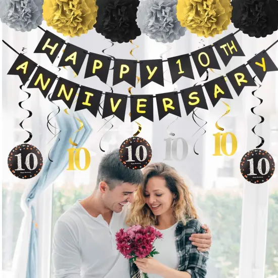 10th Anniversary Decorations Kit - Happy Anniversary Banner {4}