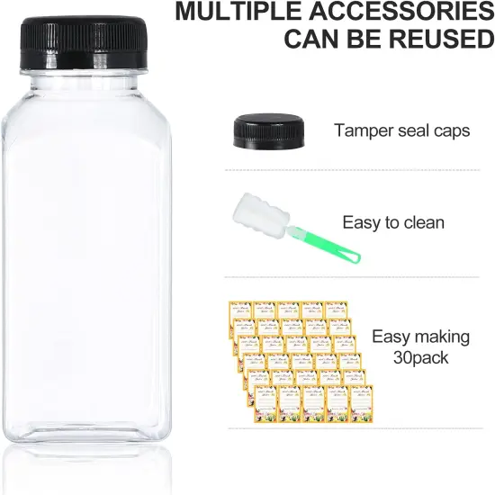 30 Pack 8oz Empty Plastic Bottles with Leak-Proof Caps {4}