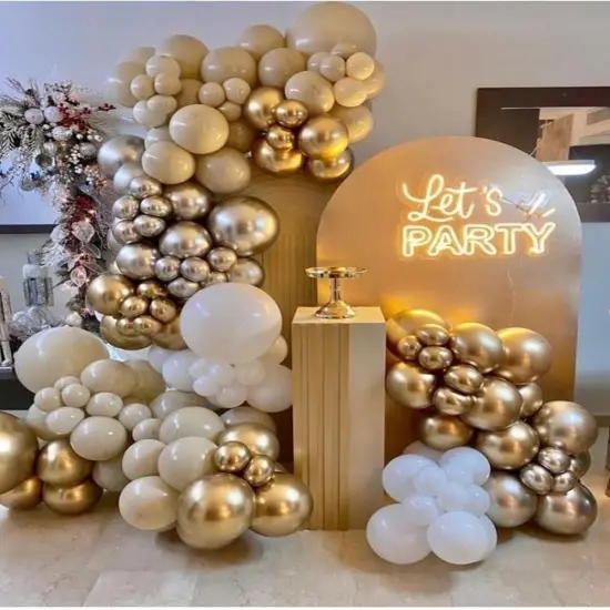 60PCS Metallic Champagne Gold Cream White Clear Balloon {4}