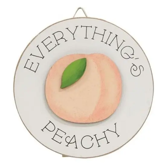 Mini Wooden Easel Sign 4" Round Desk Decor with Positive Quotes and Cut-Out Peach Asstd. 3 {4}