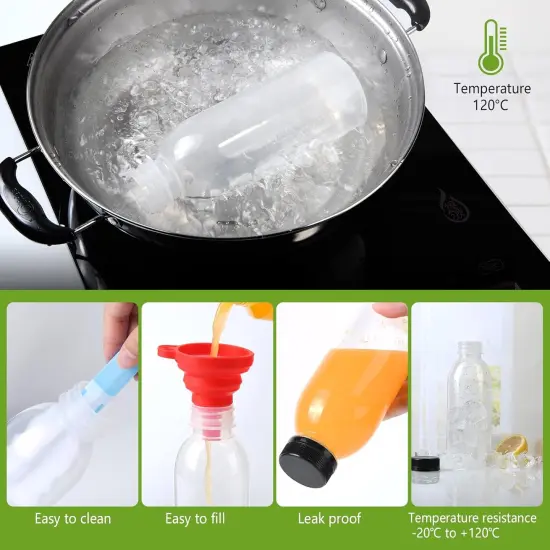 12 Pack 15oz(450ml) PP Heat-Resistant Plastic Juice Bottles With Caps {5}