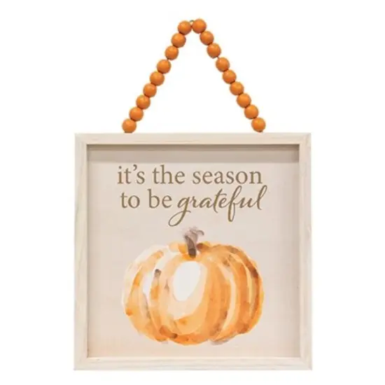 Autumn Beaded Signs with Pumpkin Graphic and Seasonal Text for Home Decor 2 Asstd. Bless All {2}