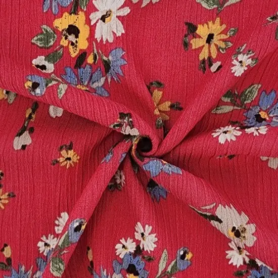 1 Yard Textured Teaberry Rayon Crinkle Fabric Crepon Apparel 50/52 Inch Width {1}