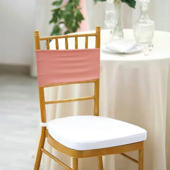 10 Pieces Soft Stretch Rose Pink Spandex Chair Bands 7 x 13 Inches {3}