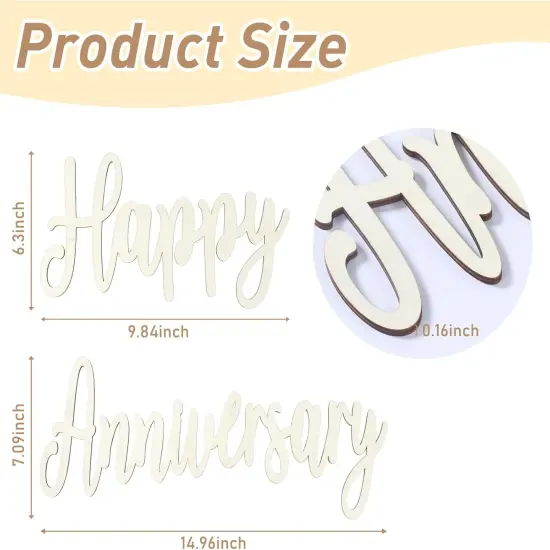 Happy Anniversary Banner Decorations- Wooden Happy Anniversary Sign {2}