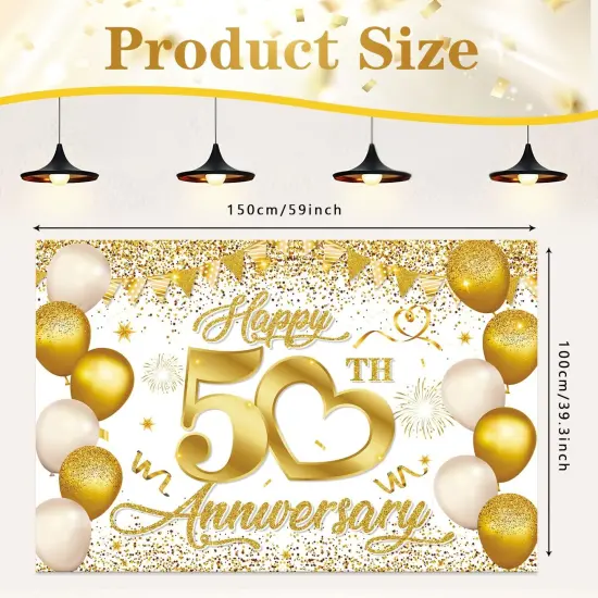 50th Wedding Anniversary Decorations - Happy 50th Anniversary Banner {5}