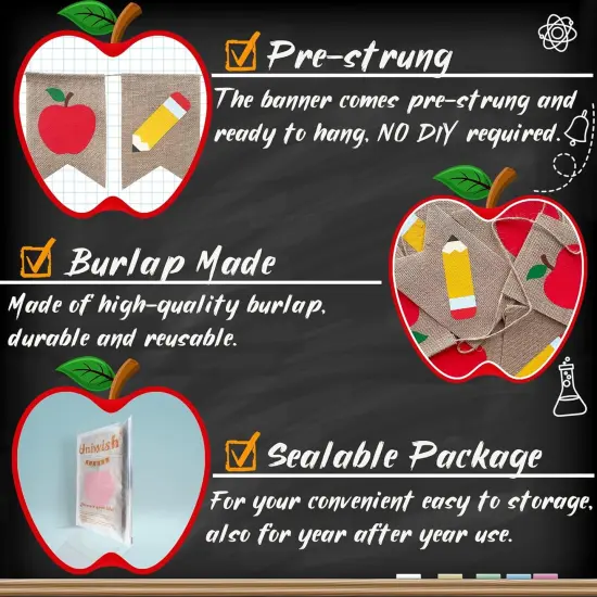 Apple Pencil Banner First Day of School Decorations {2}