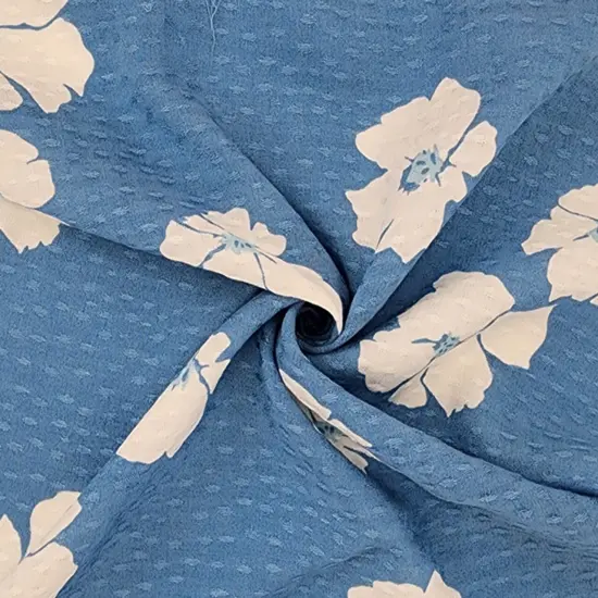 1 Yard Elegant Blue Rayon Dobby Dot Jacquard Fabric For Fashion Dresses Blouses Skirts Apparel 54/55" Width {1}