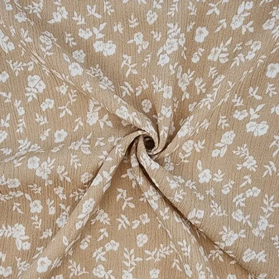 1 Yard Taupe Rayon Crinkle Apparel Fabric Neutral Drape, 50/52" Width {2}