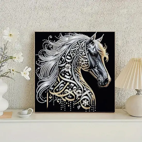 Diamond Art Painting Kits for Adults, Black Horse 5D Diamond Painting Dots Art Kits for Adults Beginner, Simple DIY Full Round Gem Crystal Art Paint by Diamond, Home Wall Decor 14 x 14 in {2}
