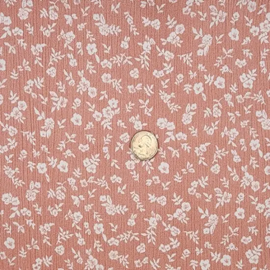 1 Yard Coral Cloud Rayon Crinkle Apparel Fabric Airy and Drapey, 50/52" Width {1}