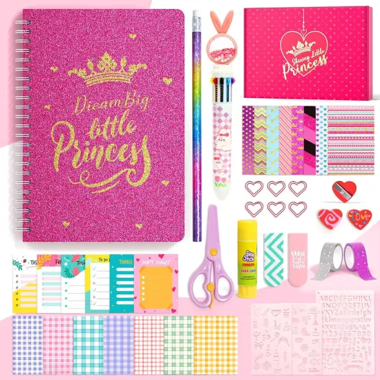 Princess DIY Journal Kit for Girls &ndash; 50 Pcs Scrapbook Set with Case {1}