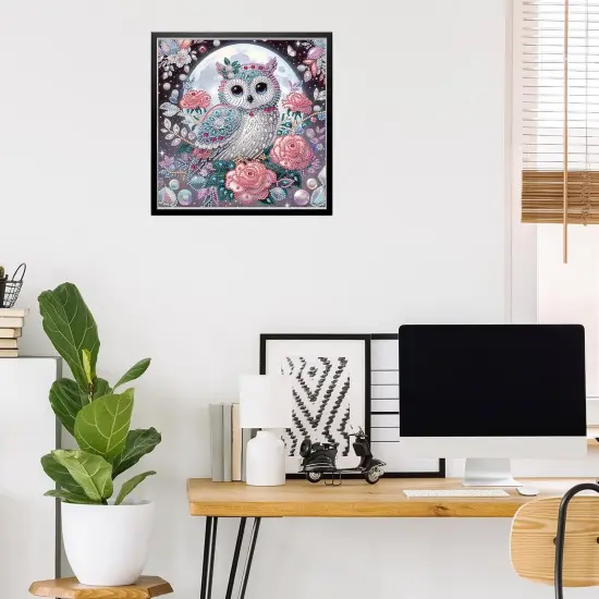 5D Special Shape Diamond Art Kits for Beginners, Owl Diamond Painting Kits for Adults, Flowers Crystal Rhinestones Diamond Painting for Home Wall Decoration Gift 12x12inch {5}