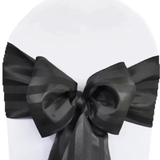 10 Pieces Black Striped Jacquard Polyester Chair Sashes 7.5"x108" for Modern Events {3}