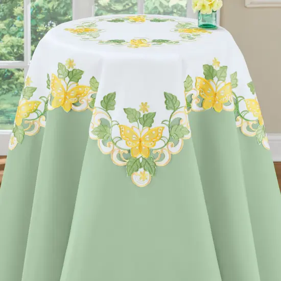 Collections Etc Embroidered Butterfly Leaf Table Linens {1}