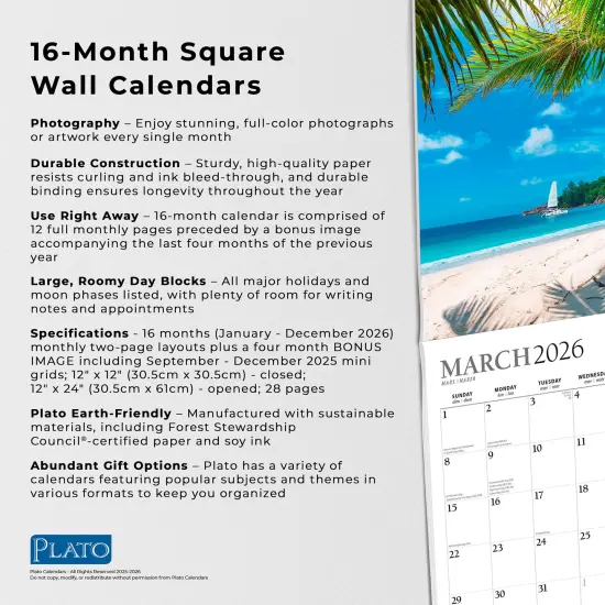 Motivation | 2026 12 x 24 Inch (Hanging) Monthly Square Wall Calendar | Foil Stamped Cover {6}