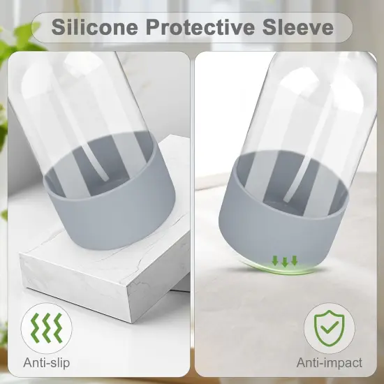 2 Pack Glass Spray Bottles with Silicone Sleeve - 16 Oz (Blue&Grey) {5}