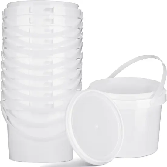10 Pack White Plastic Bucket {1}