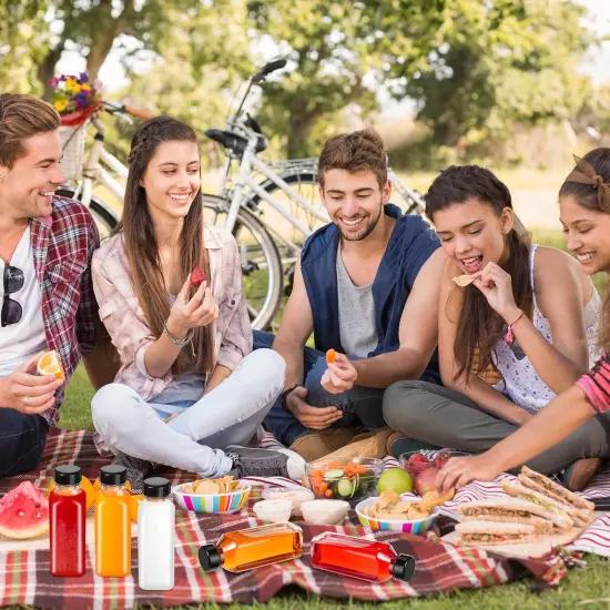 48 Pcs Plastic Juice Bottles Bulk with Caps - Black {1}