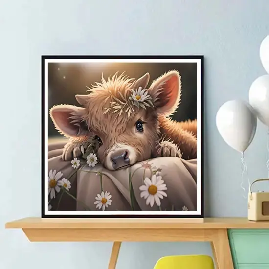 Highland Cow Diamonds Painting Kits for Adults,5D Full Drill Diamond Dots Diamond Art Kits Paintings for Beginners,DIY Round Paint by Diamonds with Gem Art for Home Wall Decor 11.8 X 11.8Inch {5}