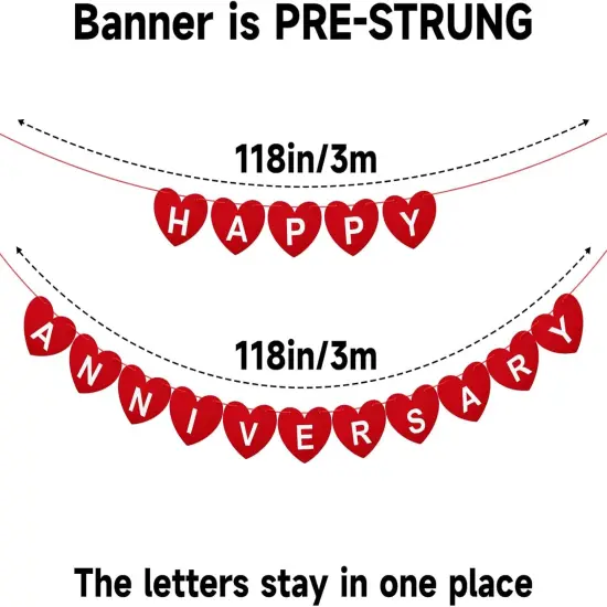 Pre-Strung Happy Anniversary Banner - No DIY Felt Wedding Anniversary {3}