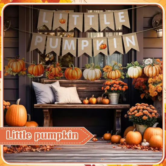 Little Pumpkin Baby Shower Banner Burlap Bunting Pumpkin Baby {3}