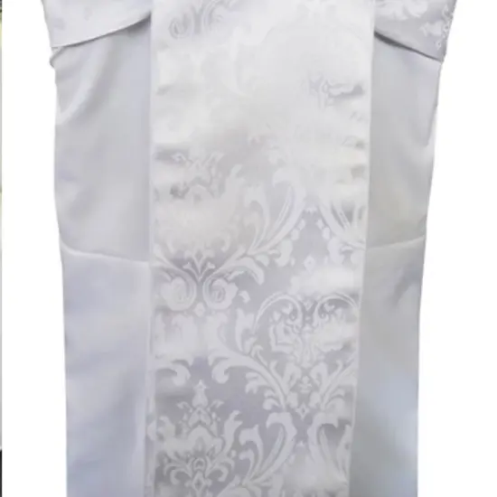 10 Pieces Classic White Floral Damask Jacquard Chair Sashes 7.5 x 108 Inches {2}