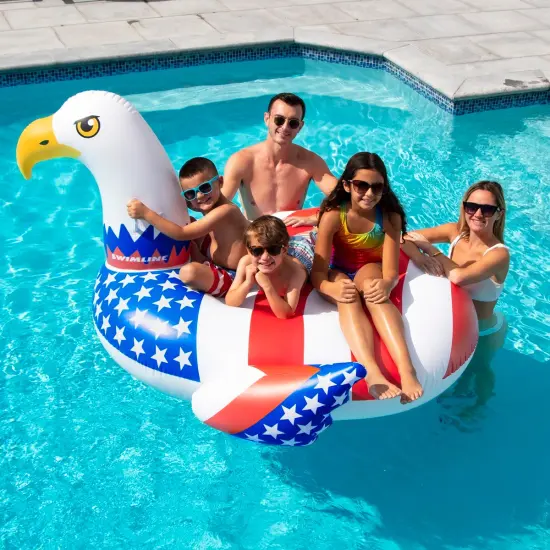 Swimline Giant Ride-On Americana Eagle Inflatable Swimming Pool Float - 78" White {6}