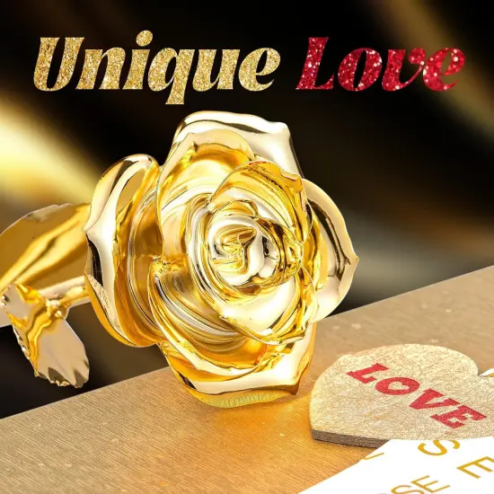Gold Dipped Real 24K Gold Rose, 1 Pack Infinity Flower Decor Hand Dipped in 24K Romantic Rose Gifts for Women in Her Wife Girlfriend Birthday Anniversary Valentines Mothers Day Christmas(Gold) {2}