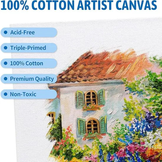 Canvas Boards for Painting 8x10 Inch, Super Value 24 Pack Paint Canvases, White Blank Canvas Panels, 100% Cotton Primed, Painting Art Supplies {3}
