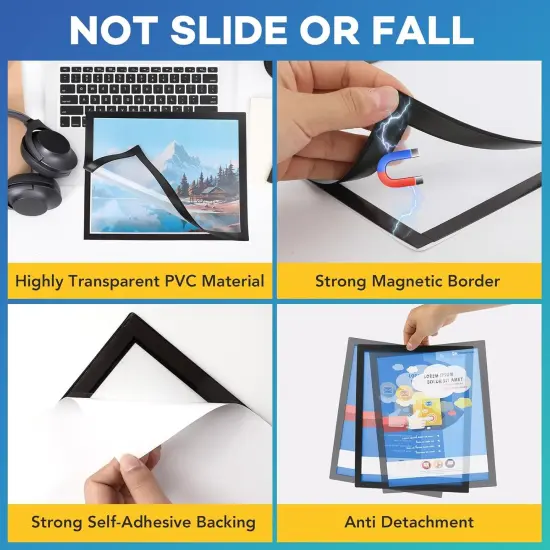10 Pack Magnetic Sign Holder 8.5 x 11,Self-Adhesive Magnetic Wall Mount Sign Holder , Magnetic Document Holder for Wall Window Office Poster Store {3}